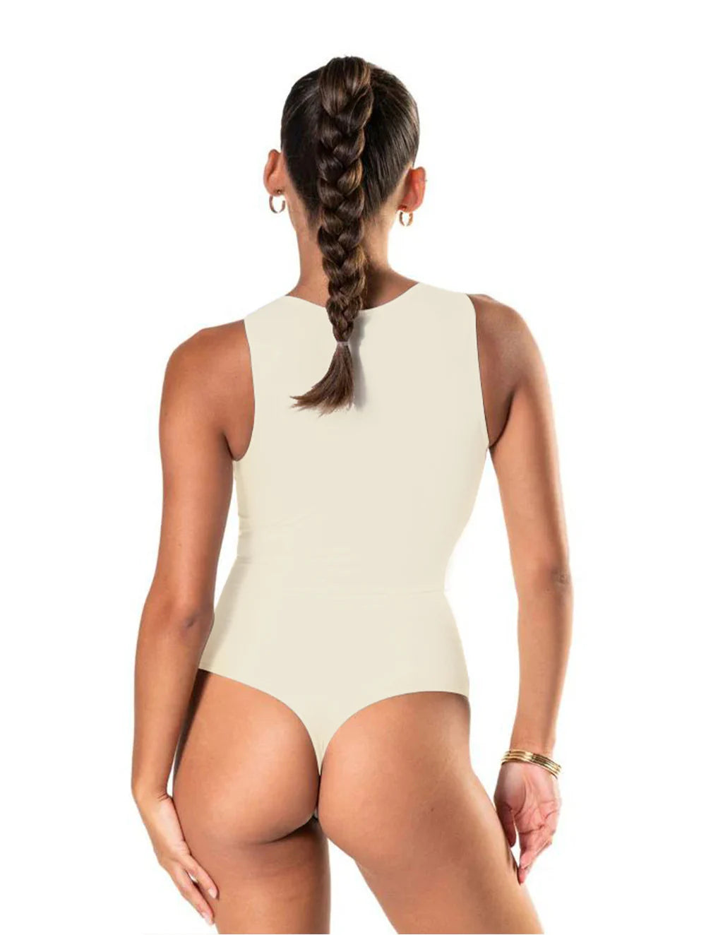 Round Neck Thong Snatched Bodysuit