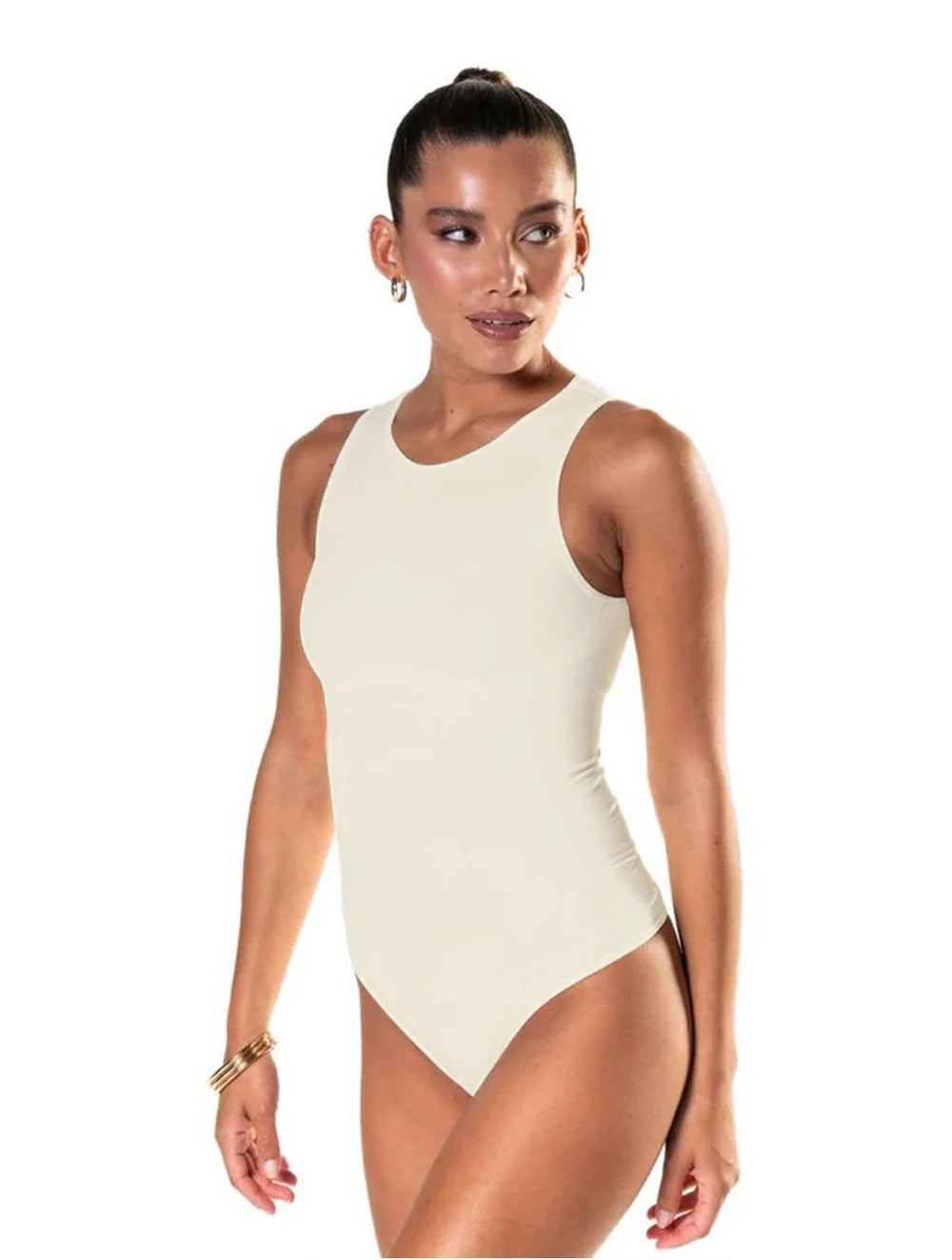 Round Neck Thong Snatched Bodysuit