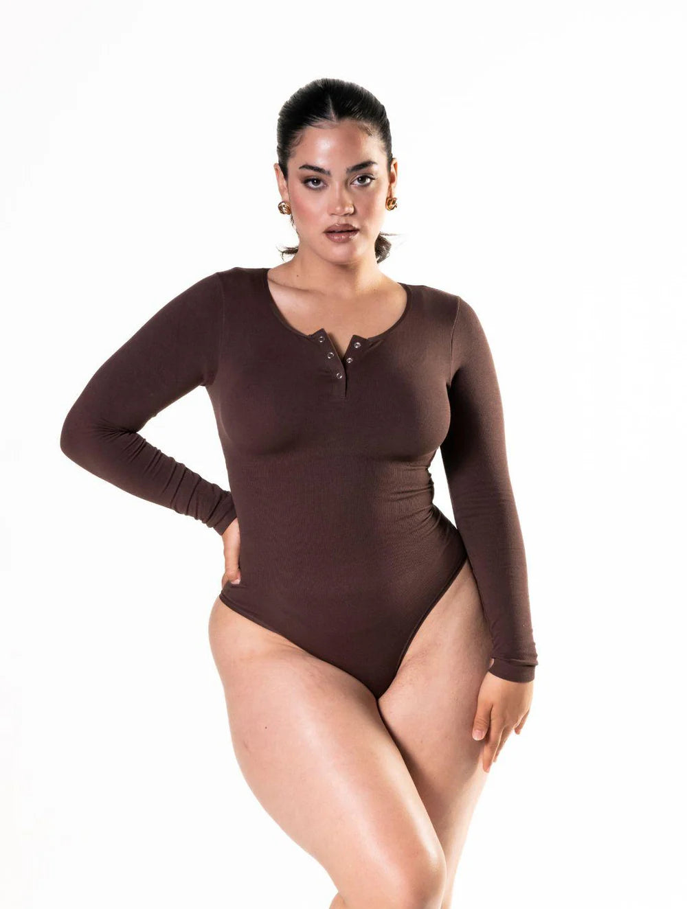 Seamless Long Sleeve Thong Snatched Bodysuit