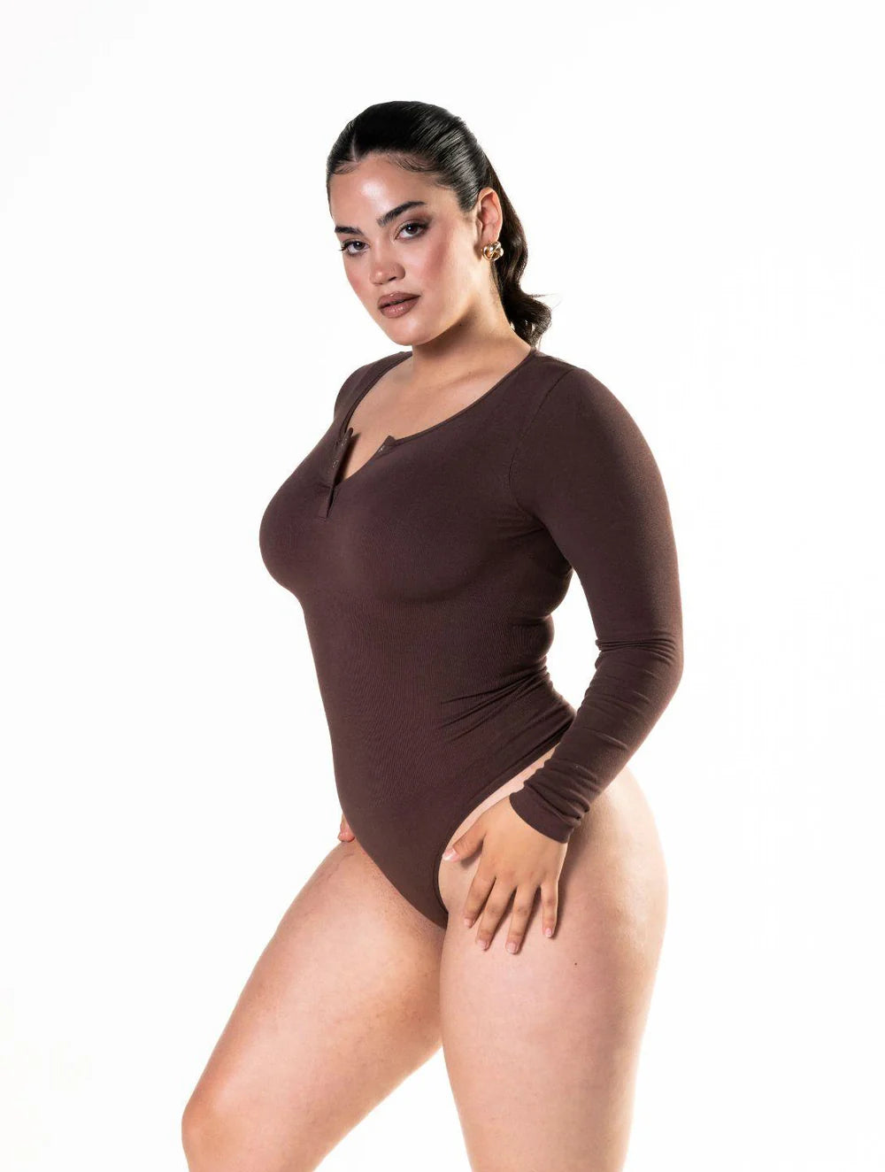 Seamless Long Sleeve Thong Snatched Bodysuit