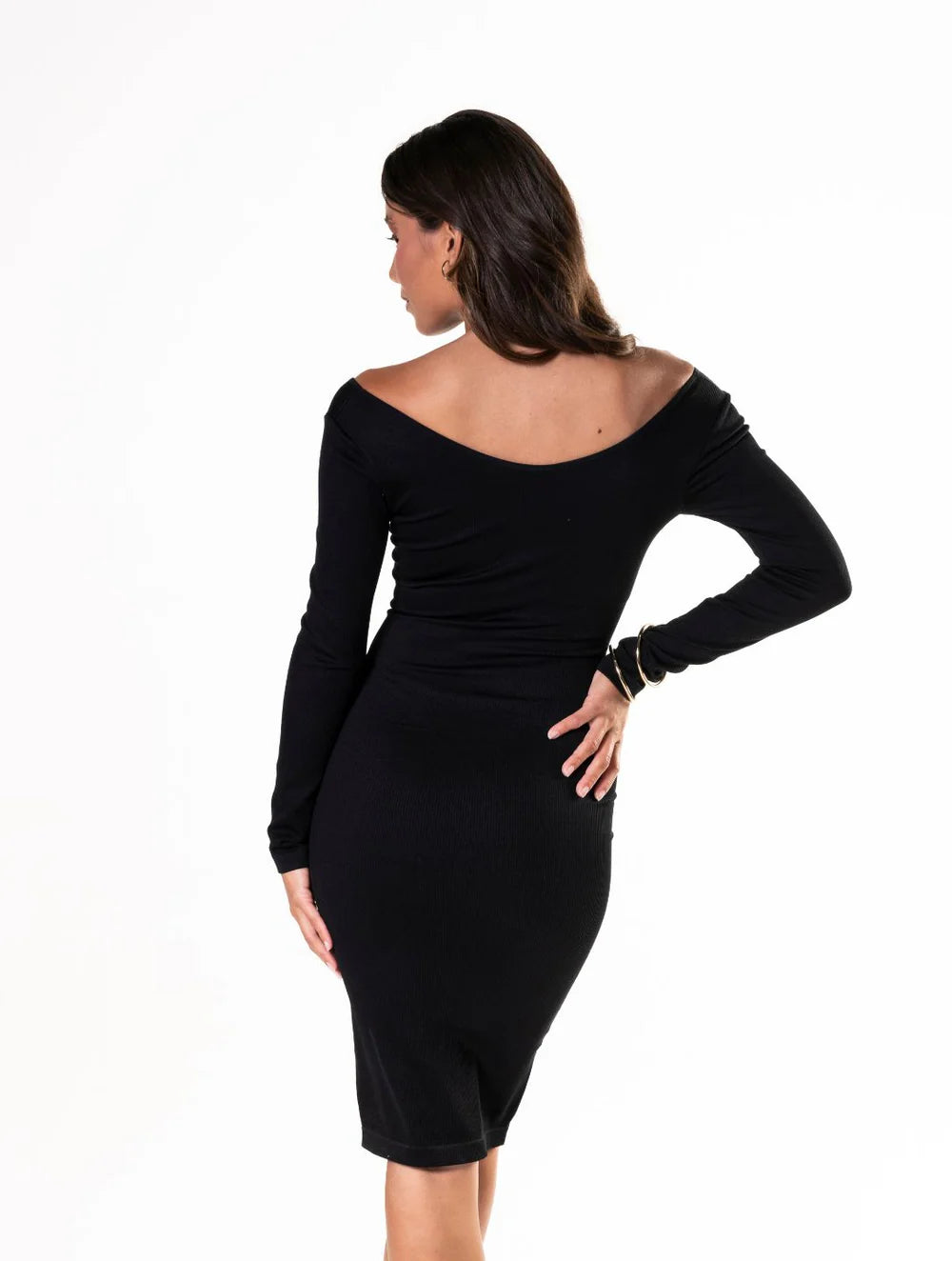 V-Neck Long Sleeve Snatched Dress