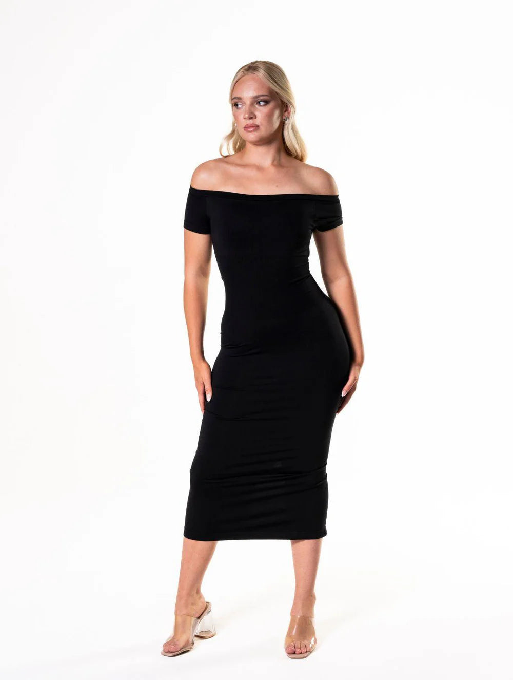 Off-Shoulder Shapewear Split Snatched Dress