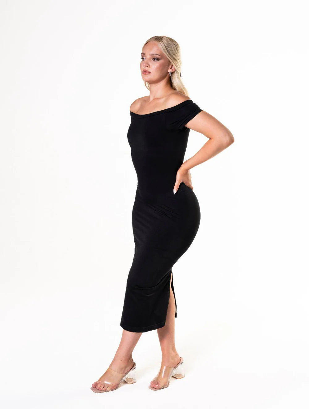 Off-Shoulder Shapewear Split Snatched Dress